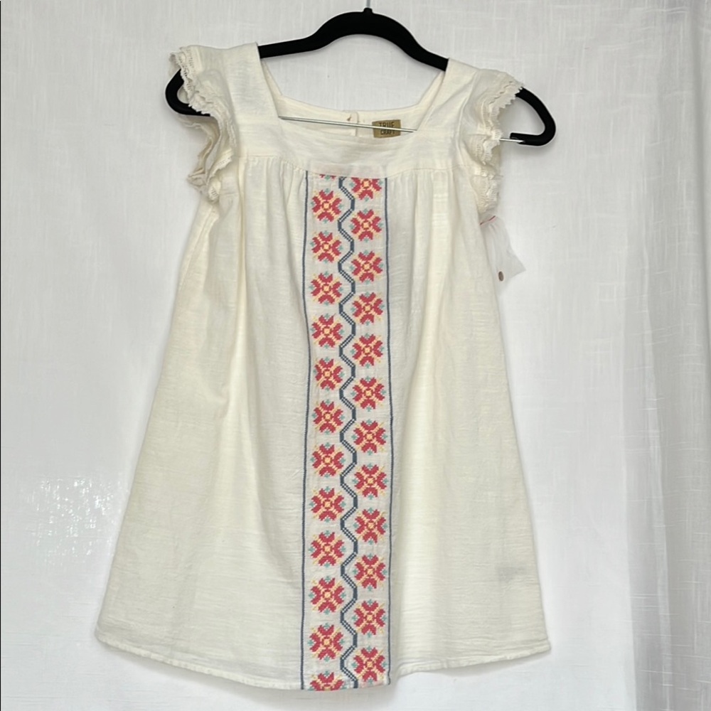 True craft Ivory Dress with Colorful Embroidery NWT